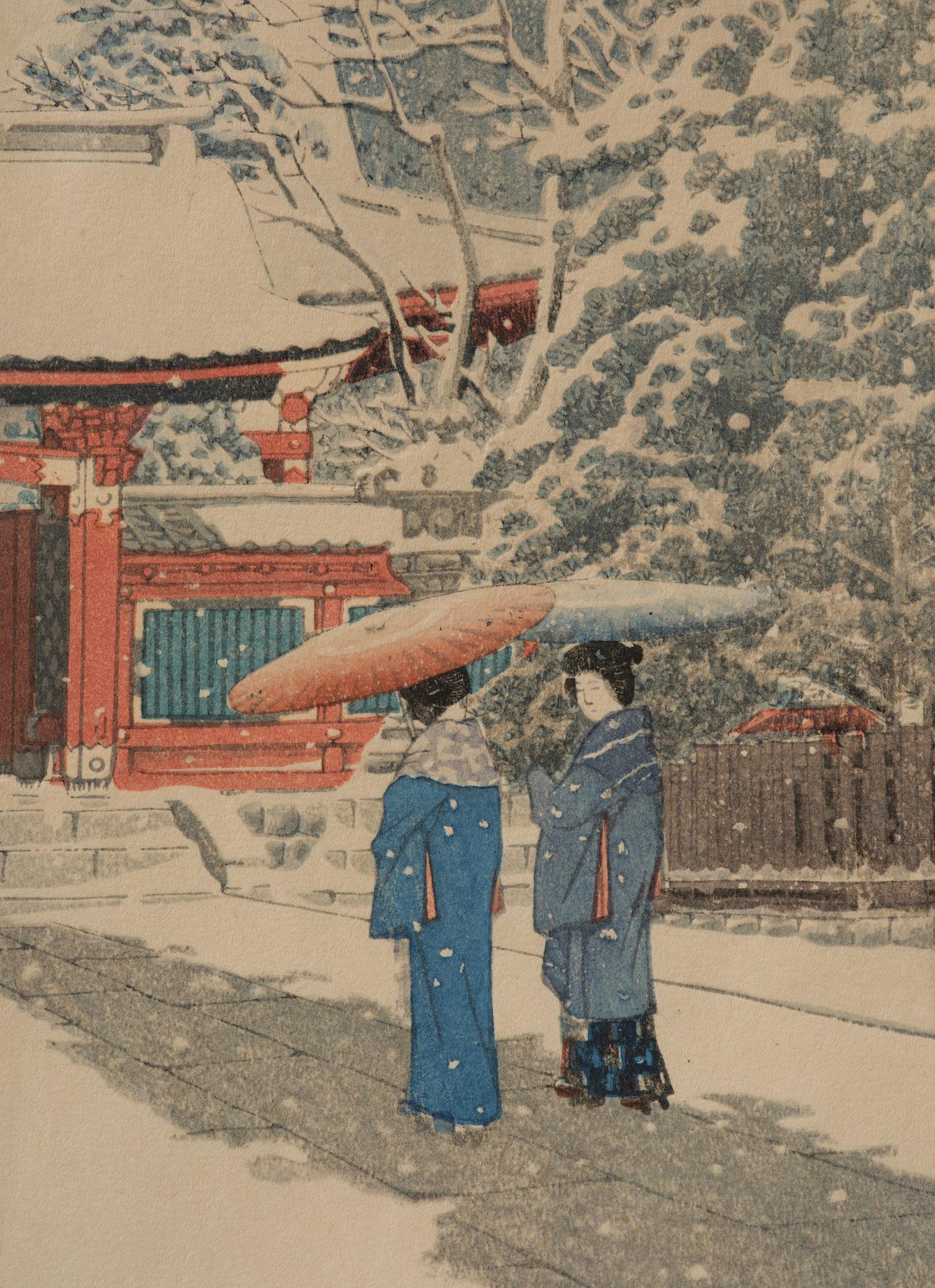 Kawase Bunjiro Hasui, Snow at Hie Shrine (Shato no yuki . Hie Jinja), Showa period, 20th century.