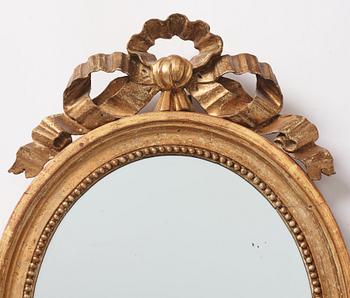 Spegellampetter, ett par, för två ljus, av Jonas Frisk (spegelfabrikör i Stockholm 1805-1824), Sengustavianska.