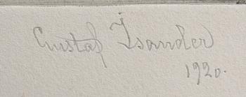 GUSTAF ISANDER, torrnål, sign och dat 1920.