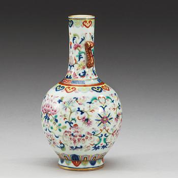 A famille rose vase, presumably Republic, with Jiaqing seal mark.