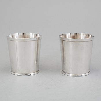 A pair of Swedish 20th century silver beakers, mark of Birger Haglund, Stockholm 1989.