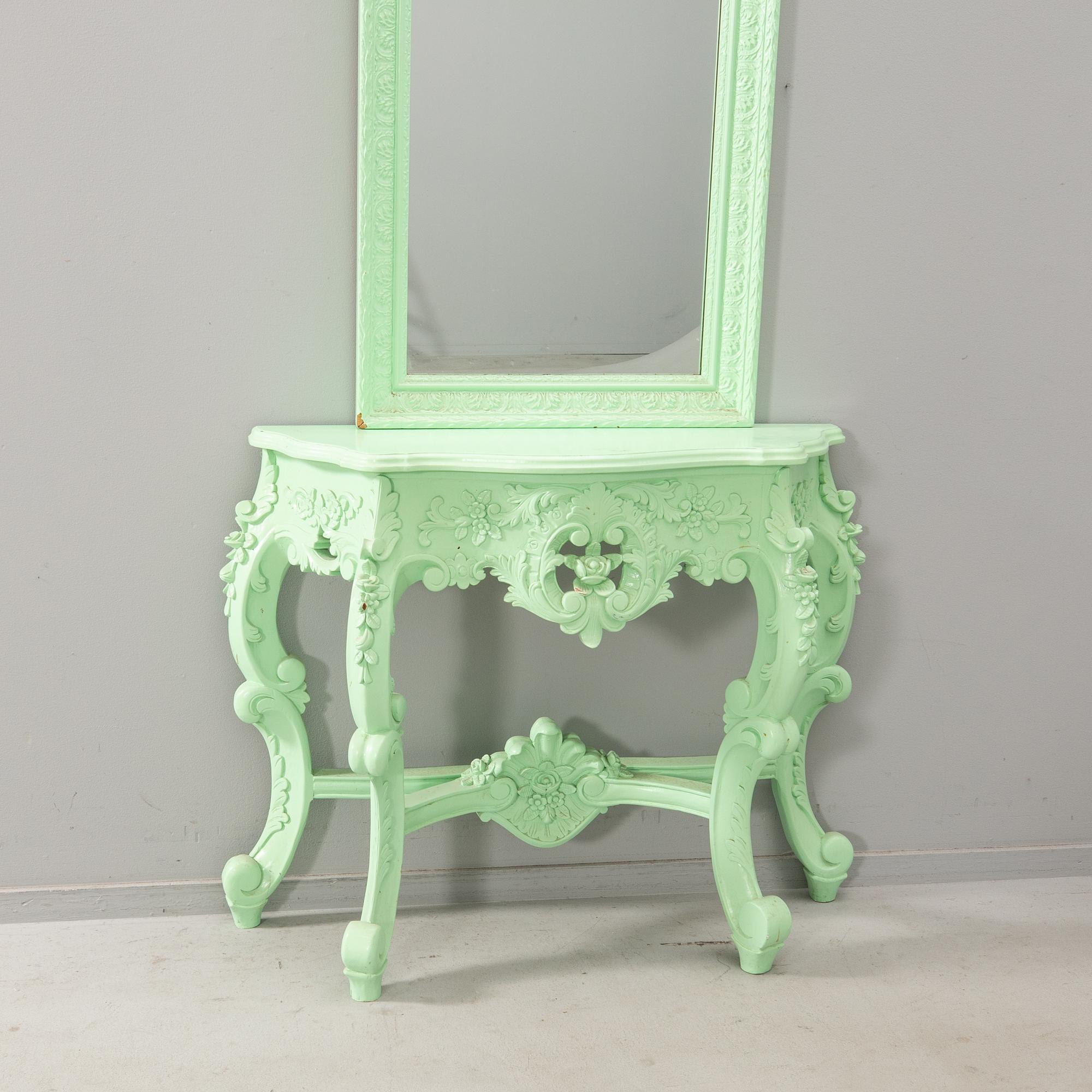 Mirror with console table around 1900.
