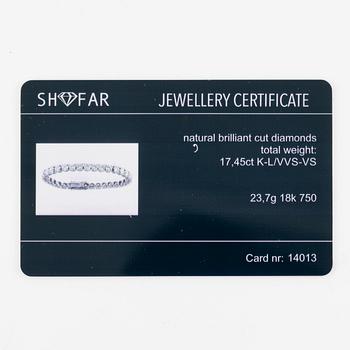 Tennis bracelet, 18K white gold with brilliant-cut diamonds.