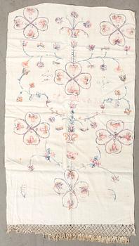 Embroidered textile dated 1805, linen, approximately 135x74 cm.