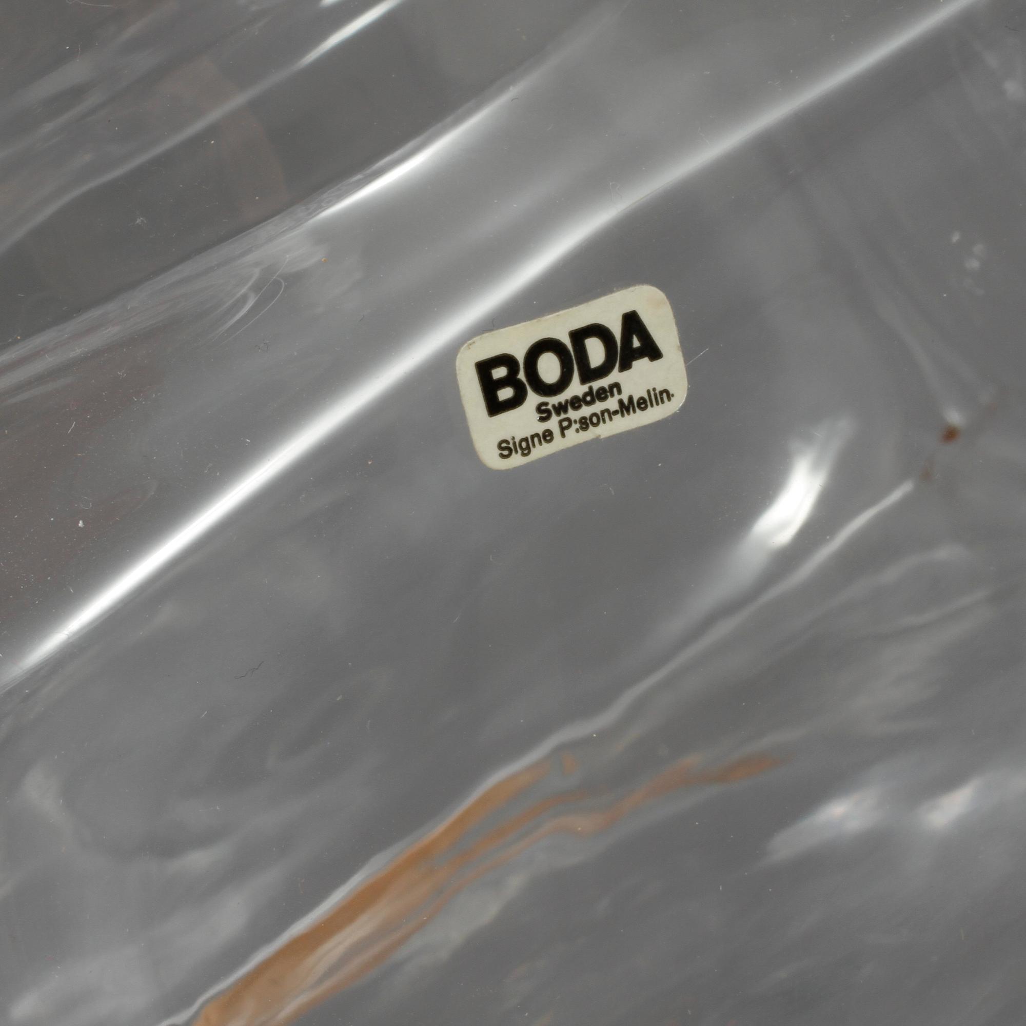 BURKAR, 14 SAMT KARAFF, glas, "Sill i kvadrat", Signe Persson Melin, Boda, 1900-talets andra hälft.