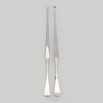 Hummergafflar, 12 st, silver och stål, W & S Sørensen, Danmark.