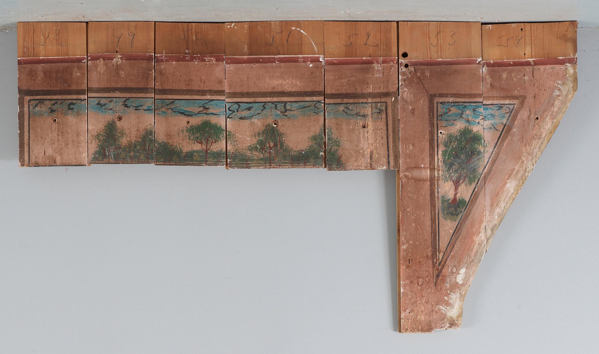 A set of Swedish mid 19th century wooden painted panels.