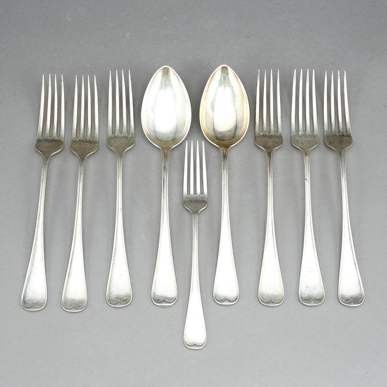BESTICK, 9 delar, silver, C.G Hallberg, Stockholm 1925-1926. Ca 577 gram.