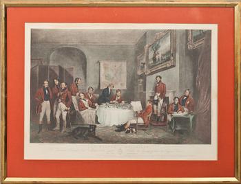 GRAVYR, efter  Sir Francis Grant, "The Melton Breakfast", gravör Rowland Errington, 1800-tal.