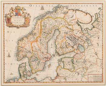 A hand coloured, copper engraved 17/18th century map. Pierre Mariette.