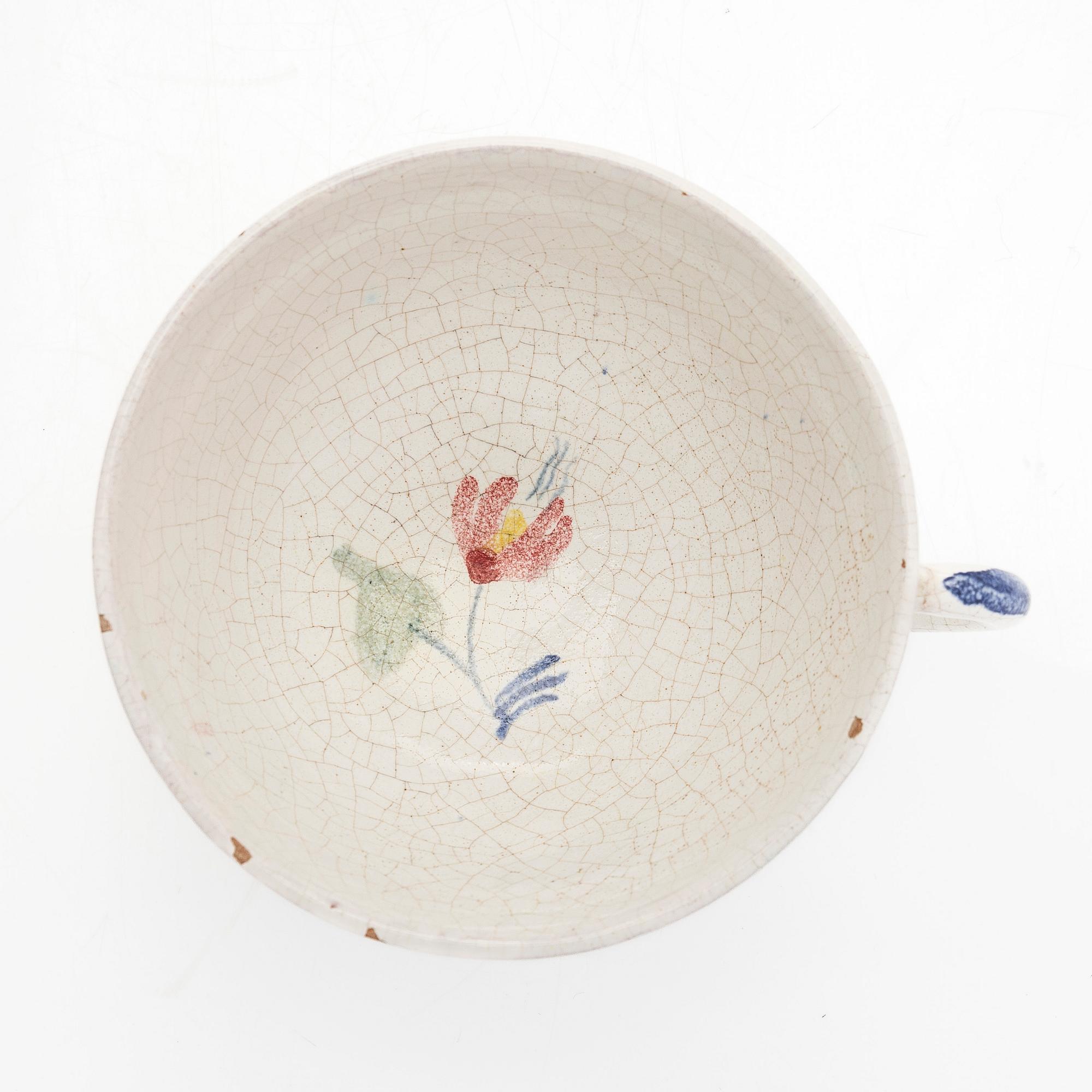 Marita Lybeck, jug and bowl, red clay, signed ML.