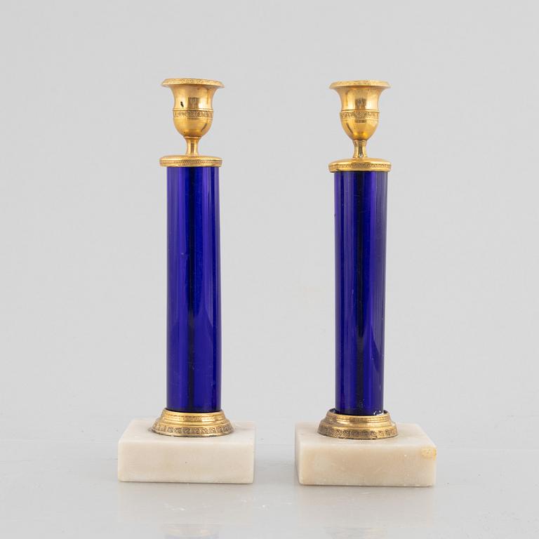 Ljusstakar, ett par, sengustaviansk stil med äldre delar.