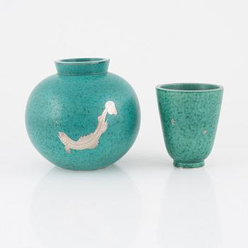 Wilhelm Kåge, two 'Argenta' vases, Gustavsberg.