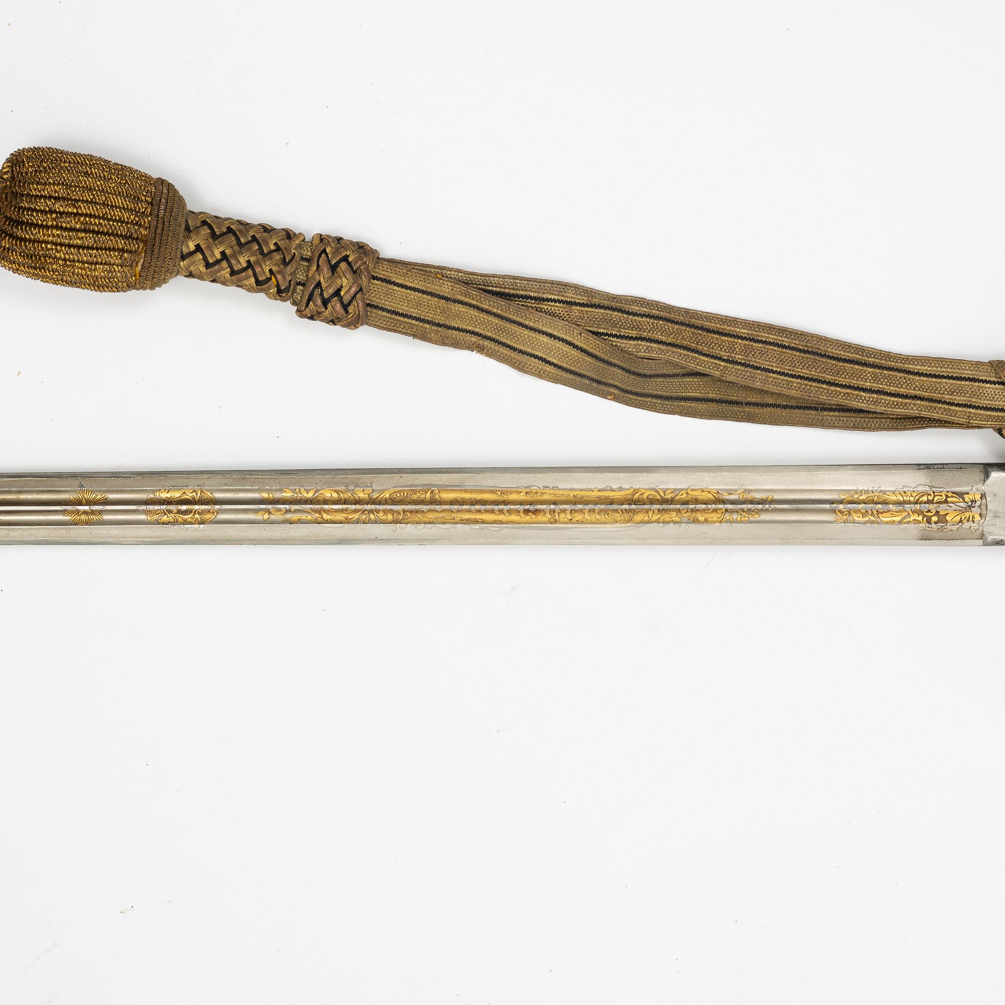 Sabel svensk, m/1899 för infanteriofficer, med balja.