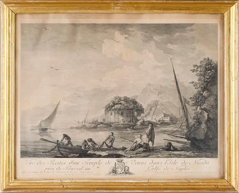KOPPARSTICK, 2 st, efter G de la Croix, 1700-tal.