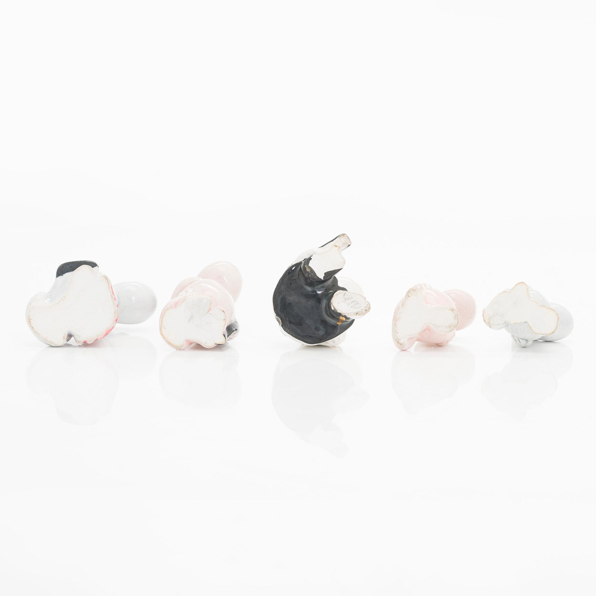 Leo Tykkyläinen, Muumi-figuriineja, 10 kpl, keramiikkaa, 1950-luku.