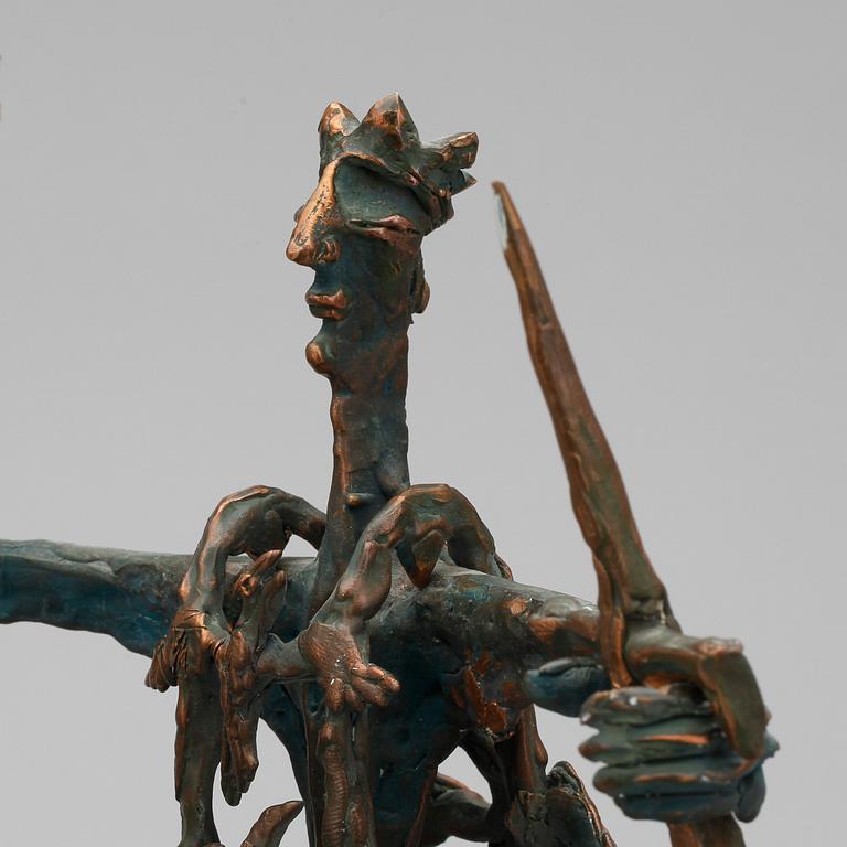 SKULPTUR, 2 st, brons, okänd konstnär, signerad o daterad 98.