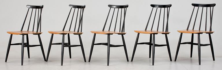 STOLAR, 5 st, "Fanett", Ilmari Tapiovaara, Edsbyverken, modellen formgiven 1949.