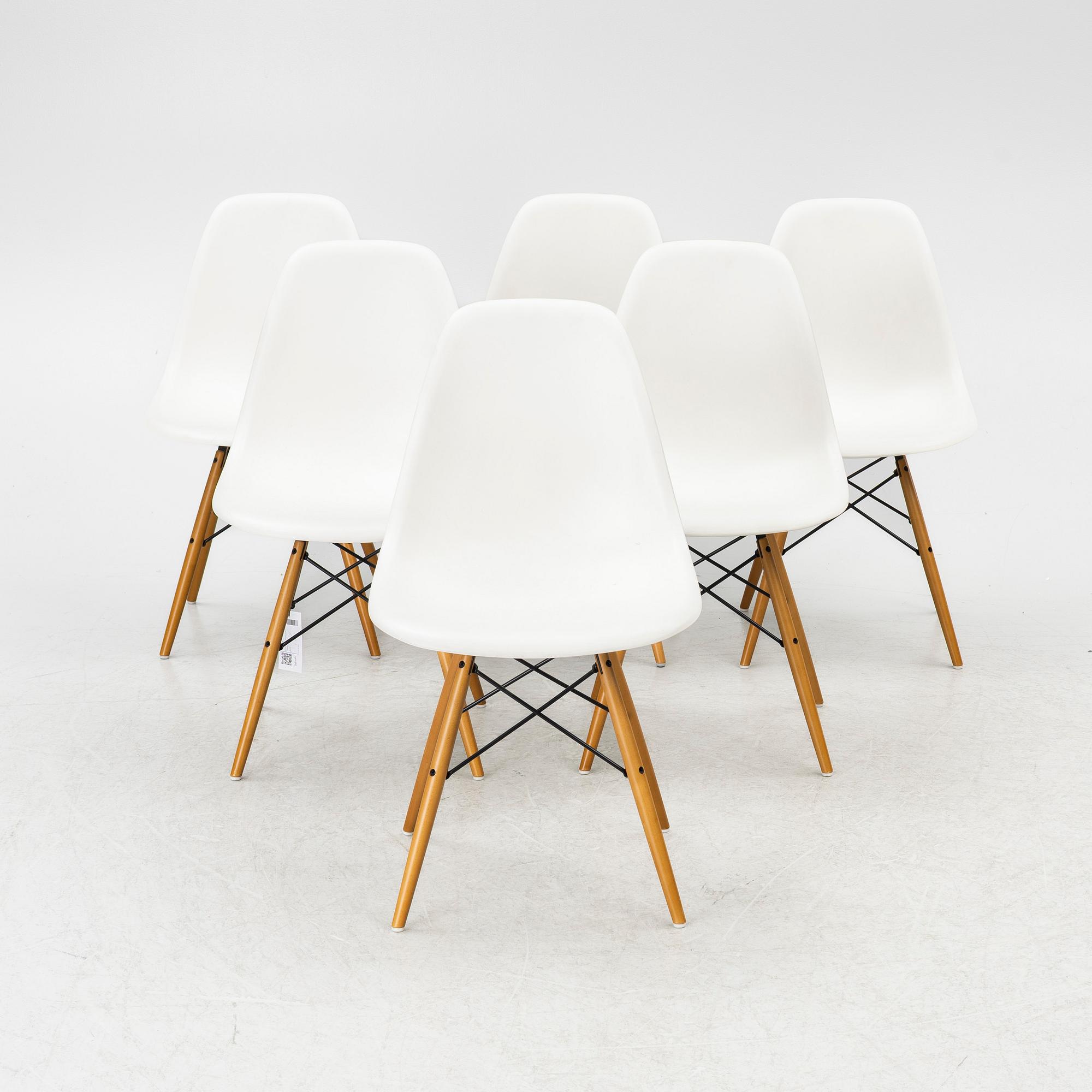 Charles & Ray Eames, Stolar, 6 st, "Plastic chair DSW", Vitra 2012-2013.