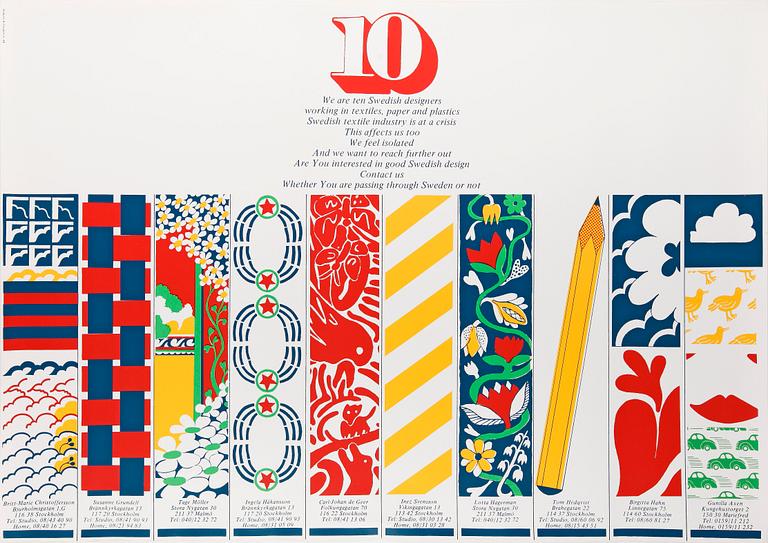 TIOGRUPPEN, invigningsaffisch, screentryck, 1970.
