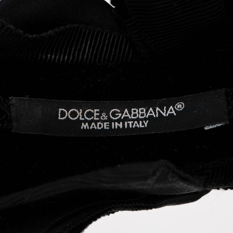 DOLCE & GABBANA, a black suede and fabric headband.