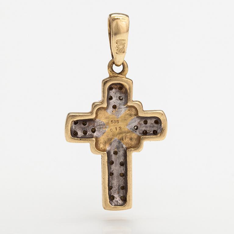 Hänge, 14K guld, diamanter 0.12 ct tot enl gravyr.