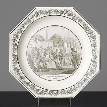 A set of six cream ware dinner plates, France Creil, 19th Century.