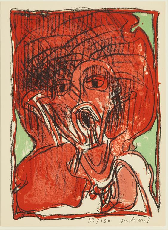 Pierre Alechinsky, "Schismes", fyra stycken färglitografier.