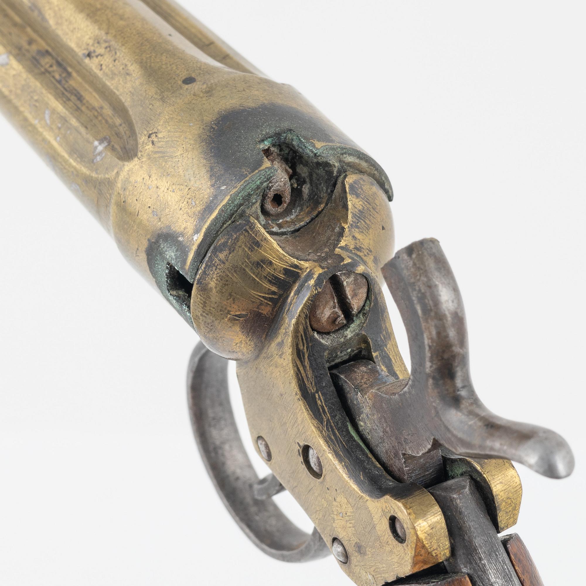 Slaglåsrevolver, svensk, s.k. Aledalare, 1800-talets andra hälft.