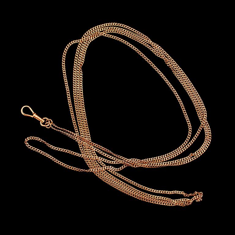 KLOCKKEDJA, 18 k guld. Vikt ca 22 gram.