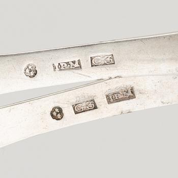 A set of six Swedish silver spoons, different masters, including Johan Petter Molér, Visby, 1813.and 1818.