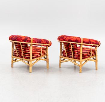 A three-piece bamboo and rattan furniture suite, second half of the 20th Century.