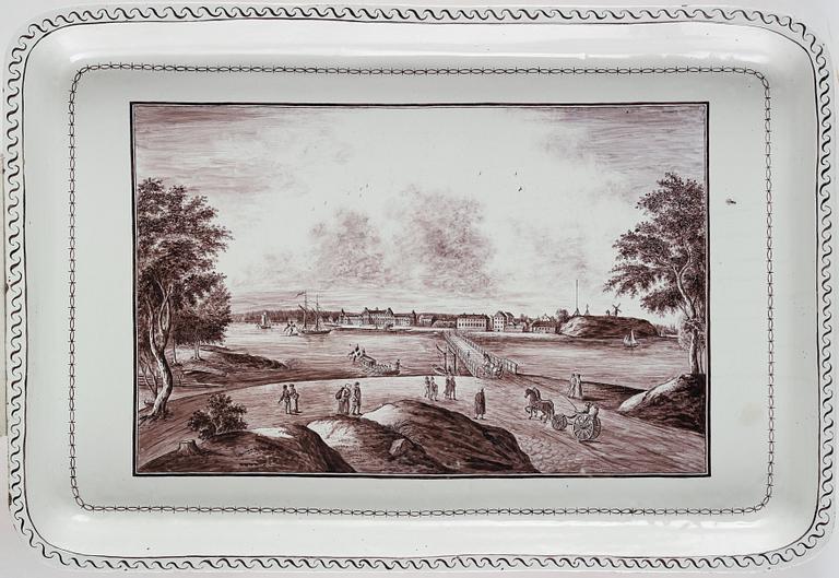 Tebord, med fajansbricka, originalunderrede tillskrivet Gottlieb Iwersson, Sengustavianskt, sent 1700-tal.
