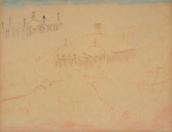 715. Carl Fredrik Hill, Arkitektonisk fantasi.