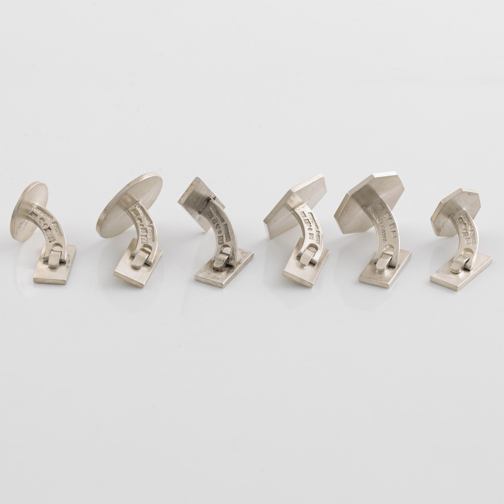 Wiwen Nilsson,  six sterling silver cufflinks.