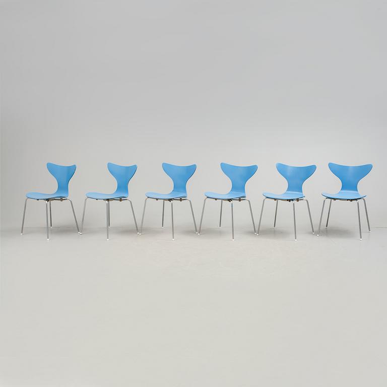 STOLAR, 6 stycken, "Liljan", Arne Jacobsen, 1970-tal.