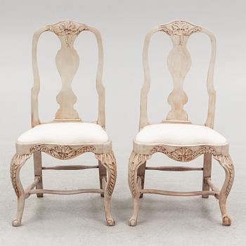 Chairs, a pair, late Baroque, Western Sweden, second half of the 18th Century.