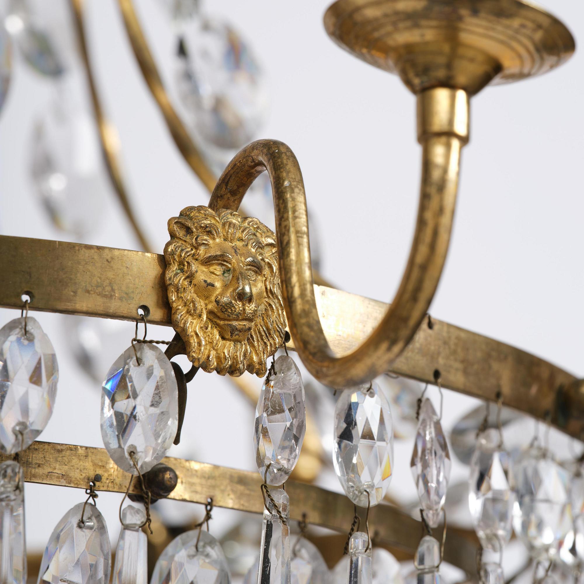 A late Gustavian seven-light chandelier, Stockholm, late 18th century.