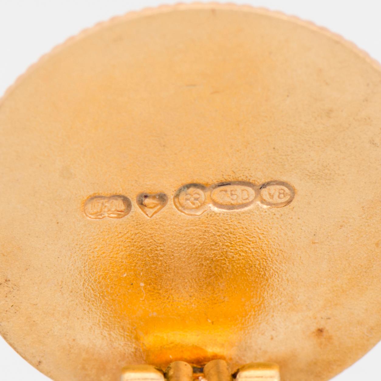 A PAIR OF EARRINGS, "Sun lion", 18K gold. Kalevala Koru 1998.