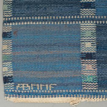 Barbro Nilsson, A CARPET, "Falurutan starkblå", flat weave, ca 196,5 x 139,5 cm, signed AB MMF BN.