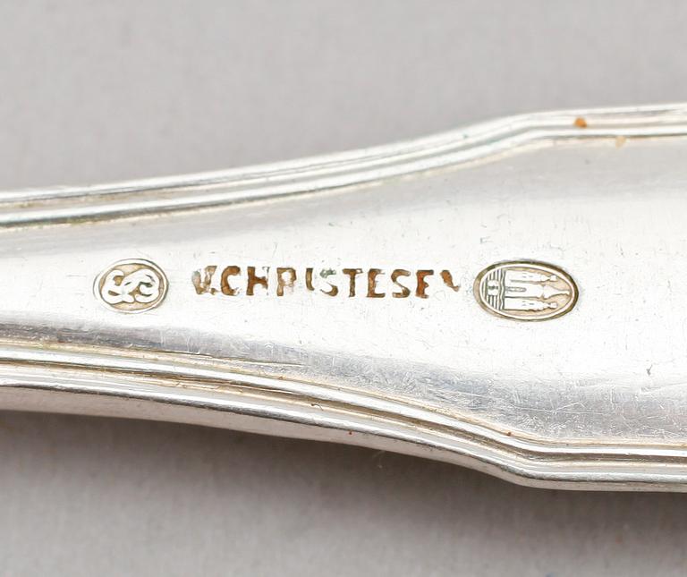 BESTICK, 33 delar, silver, K Christensen, Danmark, tidigt 1900-tal. Vikt ca 2106 g.