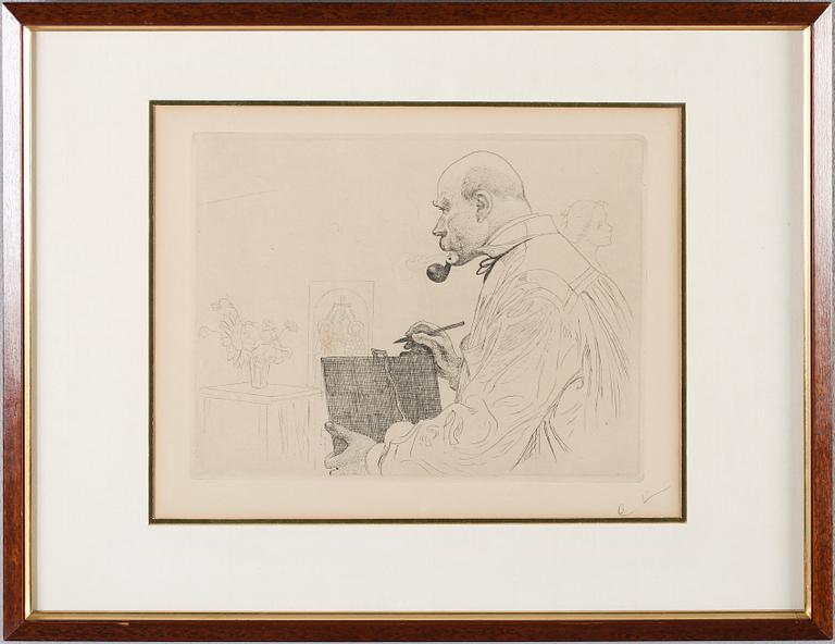 CARL LARSSON, etsning, monogramsignerad.