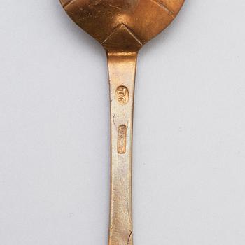 Two late Gustavian brass spoons by I Gråsten (1770-1821) Wedevågs bruk, Sweden.