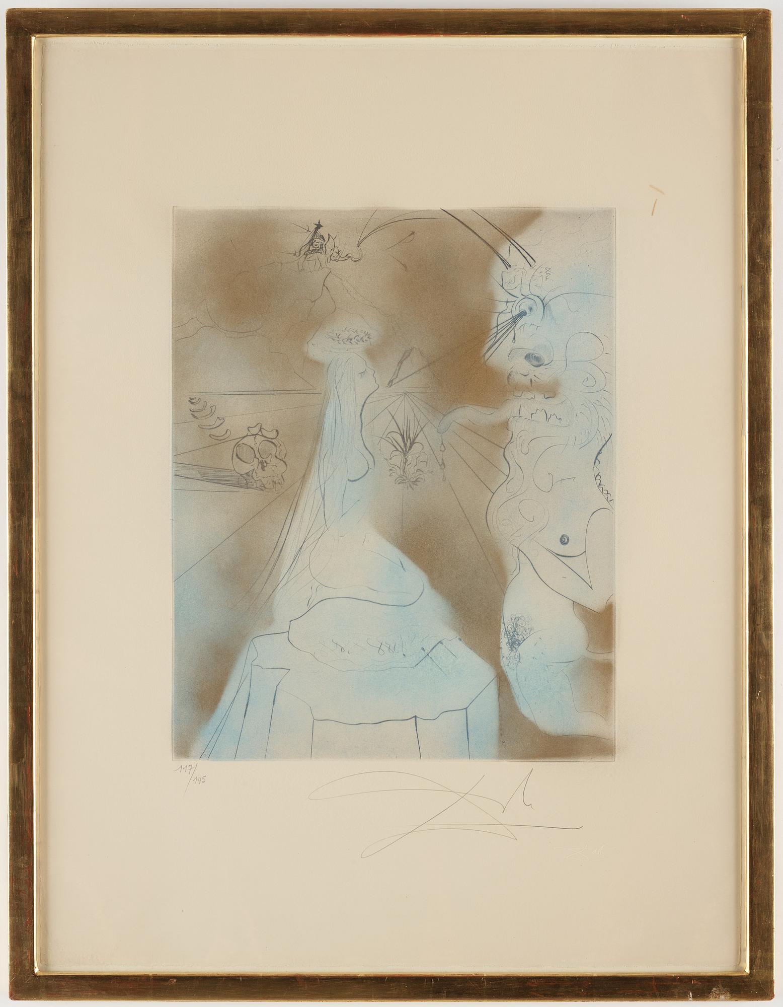 SALVADOR DALÍ, colour aquatint etching, signed in pencil and numbered 117/145.