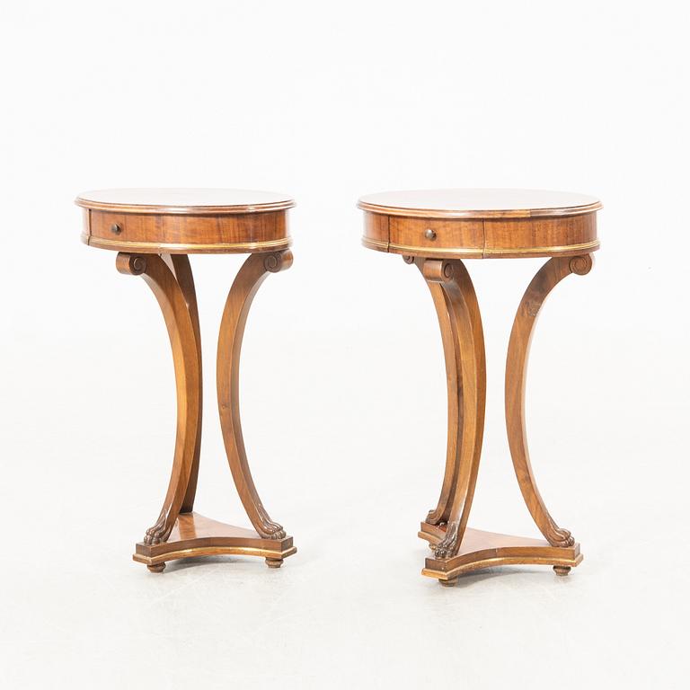 Bedside tables/Side tables, a pair, Empire style, second half of the 20th century.