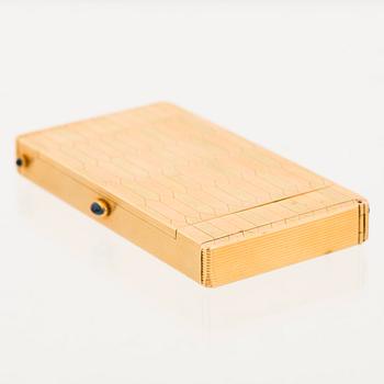 A CARTIER CASE, 18K gold in three colours, cabochon cut sapphires.