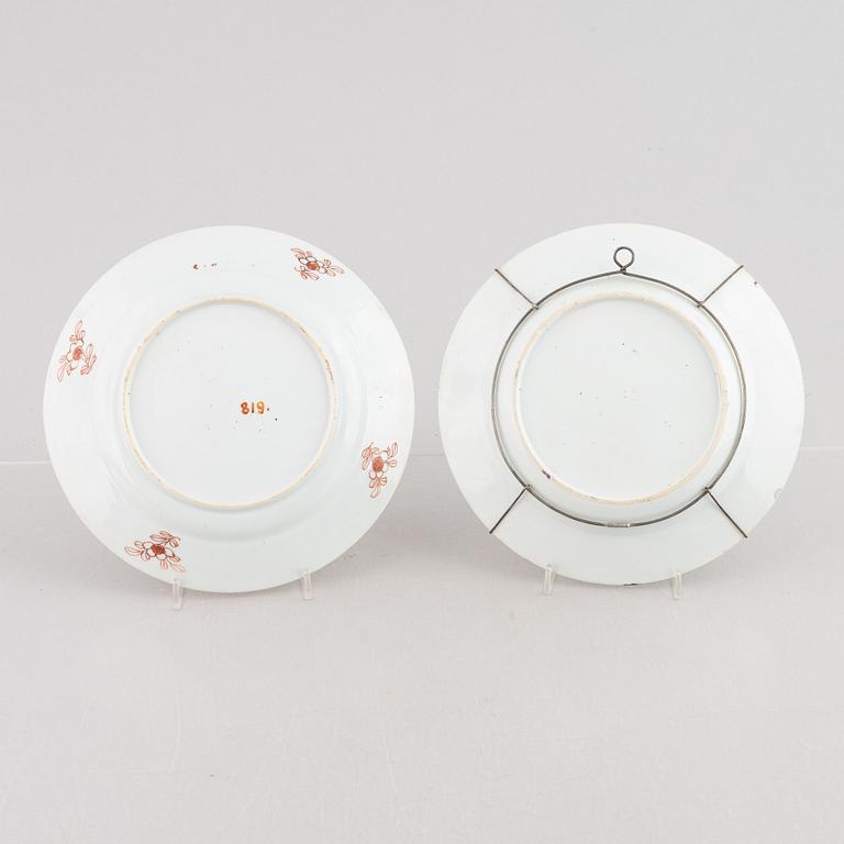Two Chinese famille rose porcelain plates, Qing dynasty, early 18th century, partly Yongzheng (1723-35).