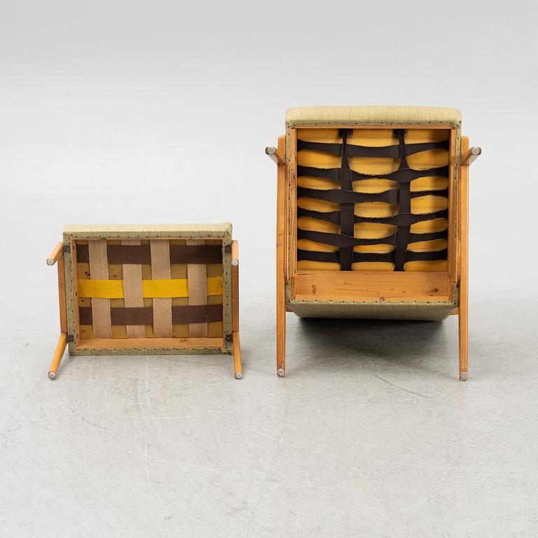 Fåtölj med fotpall, Sverige, 1960-tal.