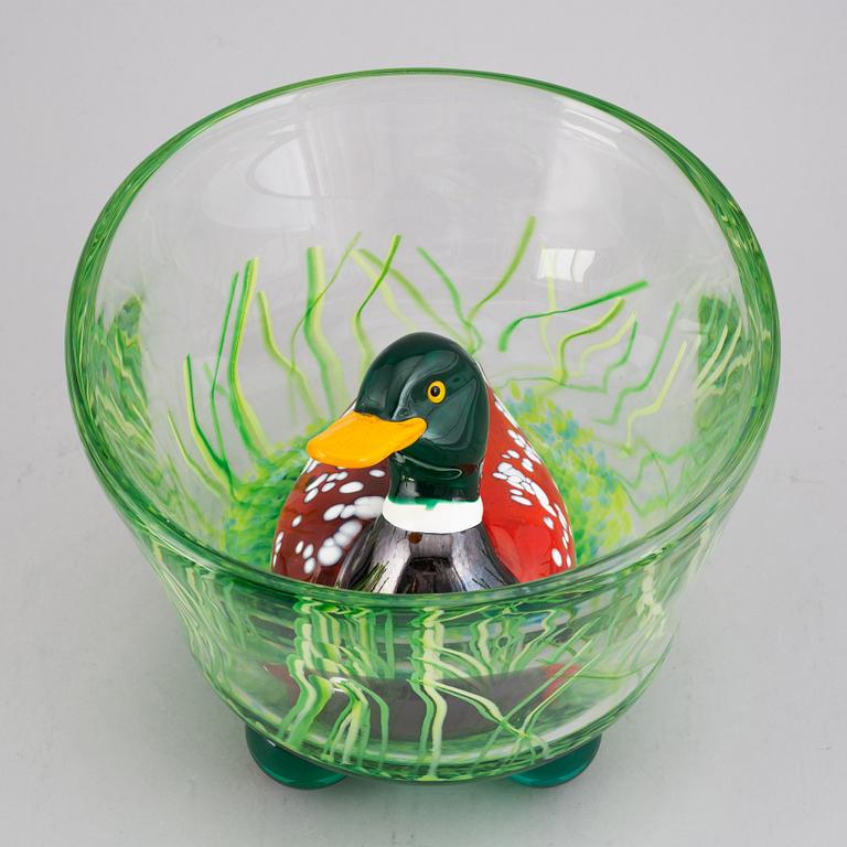 Ernst Billgren, skulptur, glas, "And i Vas", Kosta Boda, numrerad 15/30, signerad.