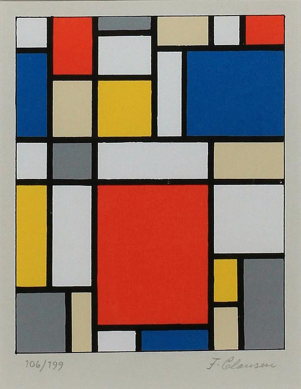 FRANCISKA CLAUSEN, färgseriegrafi. Sign och numr 106/199.